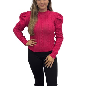 Pull-over en laine mélangée et coton à col rond, manches longues, avec logo frontal, pour femmes, nouvelle collection hiver, vente chaude, export BD - Product Image 6