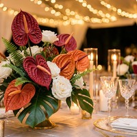 Fleurs d'Anthurium Artificielles Imprimées en 3D Effet Réel, Tiges en Silicone, Lot de Plantes Tropicales Artificielles pour Noël, Pâques, Mariages, Vases et Décoration Intérieure