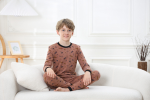 Vente en gros de vêtements de maison en coton mignon à la mode sous-vêtements à manches longues ensemble 2 pièces pyjama pour enfants - Product Image 6