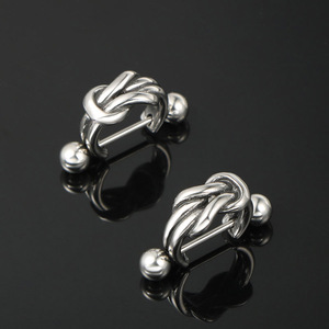 Geometric <b>Stud</b> Earrings <b>Titanium</b> Steel CF115 Men's Hip Hop Fashion Asymmetry Design - Product Image 3