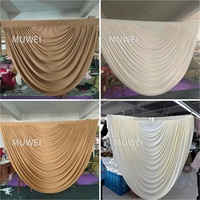 Rideau semi-circulaire élégant Muwei à motif ondulé marron pour toile de fond de scène de mariage et événements