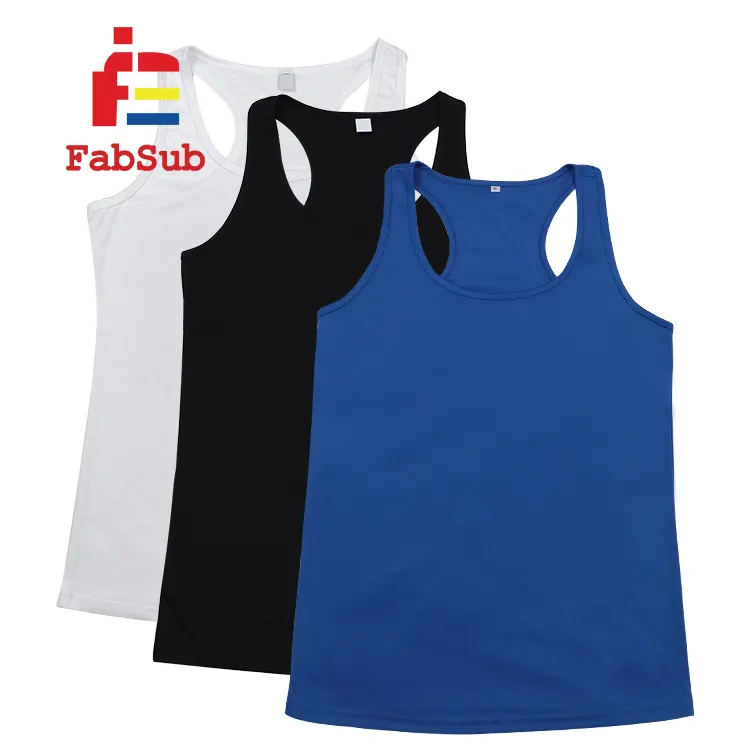 Verano secado rápido gimnasio deporte logotipo personalizado sublimación camiseta sin mangas leche seda tela sublimación camiseta sin mangas