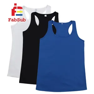 Tank top sublimasi Logo kustom olahraga Gym, Tank top kain sutra susu musim panas cepat kering