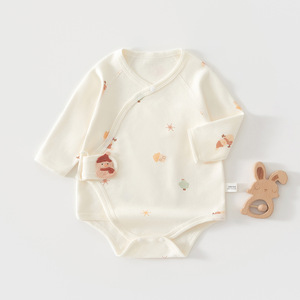 Combinaison pour bébé en coton pur à manches longues unisexe, barboteuse pour nouveau-né, printemps, automne, hiver, couche de base, vêtements tricotés sans couture - Product Image 1