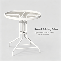 Table d'extérieur moderne étanche 60x80cm en verre trempé à motif vague d'eau et métal ondulé, table assemblée pour mobilier de jardin et patio