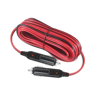 5A fundido Preto Vermelho Bateria 24 Volt Plug Cigar Jack Carregamento Chumbo Dc Cabo De Alimentação 12V Carro Macho Para macho Cigarro Isqueiro Soquete