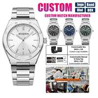 Montre de luxe pour homme à fond large, montre-bracelet à quartz en acier inoxydable, montre tendance pour homme, fabricant de logos personnalisés