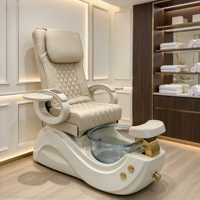 Fauteuil de pédicure électrique de luxe avec bassin en verre, fauteuil de massage inclinable pour salon de beauté, station de spa pour les pieds