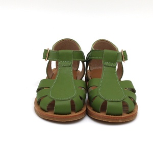 Sandales d'été en cuir vert pour enfants, personnalisées, pour petites filles, nouvelle collection - Product Image 2