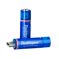 Baterai Lithium Ion AA Doublepow USB Rechargeable 1.5V 1500mWh untuk Elektronik Konsumen