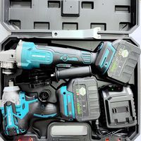 Kit d'outils sans fil 5-en-1 WANKE TOOLS 20V : scie circulaire, meuleuse d'angle, perceuse, clé à chocs, marteau, coffret rigide OEM