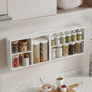 현대식 주방 금속 이중 양념통 선반 벽걸이 DIY 조립 수납함 분리형 조미료 병 정리 캐비닛 - Product Image 1