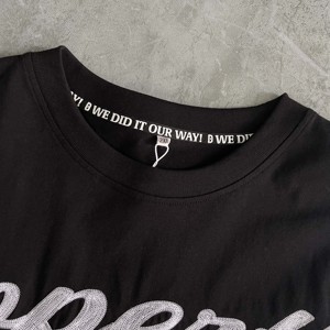 XDL vente en gros plaine meilleure qualité lettres broderie T-Shirt noir 100% coton col rond mince ajusté T-Shirt pour hommes - Product Image 2
