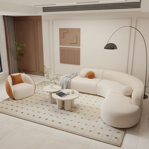 Ensemble de canapés d'angle de style crème de designer simple pour petit appartement, réception à domicile, salon de beauté, bureau de vente-pour les aires de repos - Product Image 3