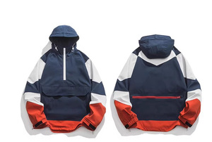 Sweat à capuche vintage pour <span class=keywords><strong>homme</strong></span>, imperméable, coupe-vent, col montant, logo personnalisé sur le devant, streetwear de basketball, veste de chasse - Product Image 2