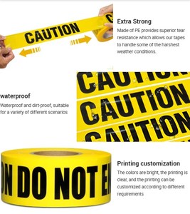 Ruban de signalisation de sécurité PE personnalisé, ruban de signalisation de <span class=keywords><strong>danger</strong></span> imprimé pour la construction et l'industrie - Product Image 2