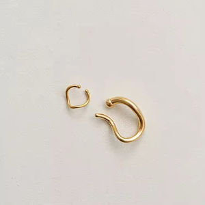 Pendientes de Moda, Joyería sin Perforación, Minimalistas, Bañados en Oro, Aros Irregulares en Forma de C para Mujer - Product Image 2
