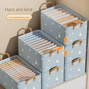 Caja de Almacenamiento de Ropa de Tela Estilo Coreano, Organizador Rectangular para Armario con Estampado de Margaritas y Asas - Product Image 3