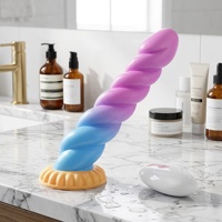 Einhorn-Penis Weiblicher Dildo Flüssiges Silikon Wasserdicht Weich Umweltfreundlich Farbverlauf Tragbar 8-Frequenz-Vibration Kabellos