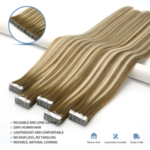 Extensions de <span class=keywords><strong>cheveux</strong></span> invisibles à double trame européenne, en <span class=keywords><strong>cheveux</strong></span> humains Remy russes, avec bande adhésive sans couture pour salons haut de gamme - Product Image 4