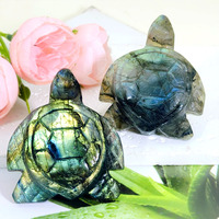 Vente en gros de sculptures d'animaux en pierre naturelle, sculptures de tortues labradorites semi-précieuses lumineuses pour souvenirs de décoration intérieure