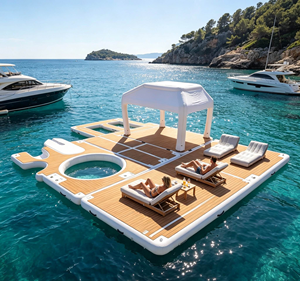 Île flottante gonflable commerciale Drop-Stitch avec pont en EVA, transat de <span class=keywords><strong>piscine</strong></span> pour vacances en mer et en lac - Product Image 3