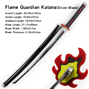 Flamme Gardien Katana (lame d'argent) Populaire Anime Demon Slayer Sword: <span class=keywords><strong>Kimetsu</strong></span> No Yaiba COSPlay Arme 39.76in/102cm - Product Image 2