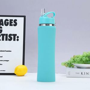 Bouteille d'eau sport légère et portable en acier inoxydable avec paille, 600 ml et 750 ml, pour la randonnée et les aventures en plein air - Product Image 5