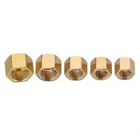 Brass Hex Compression Nut for Copper Tube Pipe Fitting BSP NPT Thread Brass Ferrule Nut Compression Fitting Cap Nut