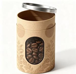 Emballage cylindrique personnalisé en tube de papier kraft écologique avec valve et marquage à chaud pour grains de café - Product Image 3