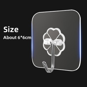 Crochet Mural Transparent Adhésif Sans Perçage Robuste en Acier Inoxydable et Plastique pour Cuisine, Salle de Bain ou Porte - Product Image 6