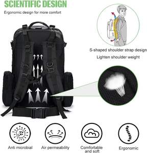 <span class=keywords><strong>Sac</strong></span> <span class=keywords><strong>à</strong></span> <span class=keywords><strong>dos</strong></span> tactique en denim Spoir Large unisexe 40-<span class=keywords><strong>50L</strong></span>, système Molle, <span class=keywords><strong>sac</strong></span> d'assaut noir - Product Image 4