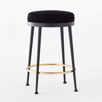 Tabouret de bar haut en fer antique avec dossier et repose-pieds, sans accoudoirs, pour hôtel, salle à manger, salon, bar à domicile