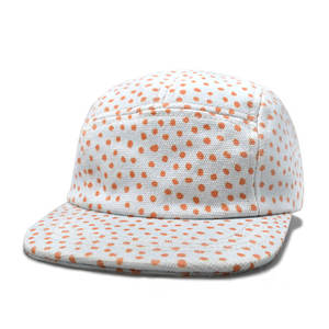 Casquette d'été unisexe pour enfants, protection UV, 5 panneaux, sergé, imprimé à pois vintage, visière plate, 100% coton, respirante et ajustable - Product Image 5