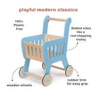 Poussette en bois OEM bleue pour tout-petits et enfants Poussette pour bébé Poupée pour apprendre à marcher