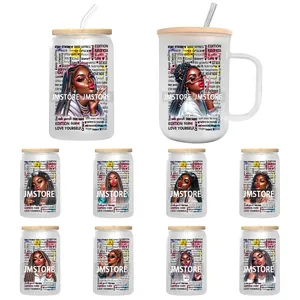 Calcomanías florales negras para vasos con diseño <span class=keywords><strong>de</strong></span> empoderamiento femenino, listas para aplicar, pegatinas <span class=keywords><strong>de</strong></span> transferencia personalizadas a prueba <span class=keywords><strong>de</strong></span> agua para botellas <span class=keywords><strong>de</strong></span> 16 oz. - Product Image 1