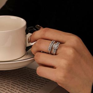 Dylam Luxury Jewelry Custom Promise Engagement 925 Sterling <b>Silver</b> <b>Stacking</b> Baguette 5A Zircon Wedding <b>Rings</b> - Product Image 5
