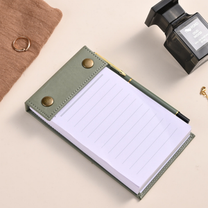 Mini <strong>Notepads</strong> Tear-off Paper Diary Portable PU Leather Notebook Journal <strong>with</strong> Pen Holder - Product Image 6