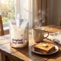 Pochette Doypack pour lait de soja avec bec verseur et bouchon à vis, sac portable de qualité alimentaire pour l'emballage de boissons et de jus de petit-déjeuner