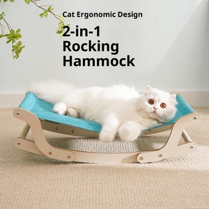 Cama mecedora minimalista de madera maciza para gatos, hamaca transpirable fresca de verano para gatos, cama lavable extraíble para todas las estaciones, venta al por mayor - Product Image 4