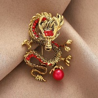Broche de costume pour homme et accessoire de manteau pour femme, au design de dragon du zodiaque chinois de style chinois, au design unique, type badge.