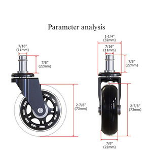 Universal größe 11/22mm Roller Blade PU weicher Bürostuhl Gummi rollen rad/Gewindes tiel rolle für Bürostuhl - Product Image 2