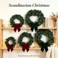 Guirlande de Noël artificielle en PVC, guirlande de sapin vert uni, plusieurs tailles, décoration de porte d'entrée de Noël à faire soi-même, OEM accepté