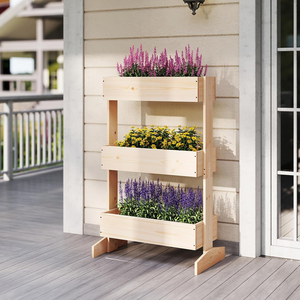 Jardinière Verticale Carrée à 3 Niveaux, 3 Boîtes à Fleurs <span class=keywords><strong>en</strong></span> <span class=keywords><strong>Bois</strong></span>, Autoportante, Écologique, Durable, pour Jardin Intérieur ou Extérieur - Product Image 2
