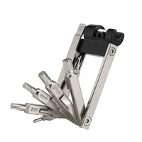 Outil de réparation de vélo multifonctionnel, kit d'entretien de vélo avec clés hexagonales, tournevis, extracteur de rivets de chaîne, outil de cyclisme compact