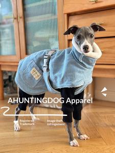 Denim Chest Bag Cape Dog Clothes <strong>Fleece</strong> Lined Warm <strong>Greyhound</strong> Whippet Outfit Stylish Pet Casual All Seasons - Product Image 4
