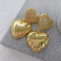 Parure de bijoux JML de luxe plaqué or 14 carats avec pendentifs cœur en laiton et zircon pour femme, idéale pour fiançailles, mariages et fêtes, cadeau parfait