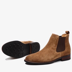 Bottines <span class=keywords><strong>Chelsea</strong></span> mi-mollet en daim pour <span class=keywords><strong>homme</strong></span>, cousues Goodyear, en cuir de vachette véritable, style britannique - Product Image 4