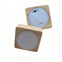 Base en bois carrée pour lampe LED, support de lampe blanc chaud avec boîte à piles pour boule de cristal
