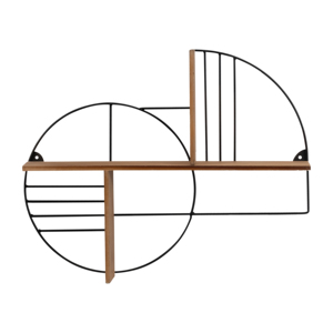 Mensola da parete geometrica moderna in metallo e legno, scaffale portaoggetti per soggiorno, camera da letto, stile boho. - Product Image 1